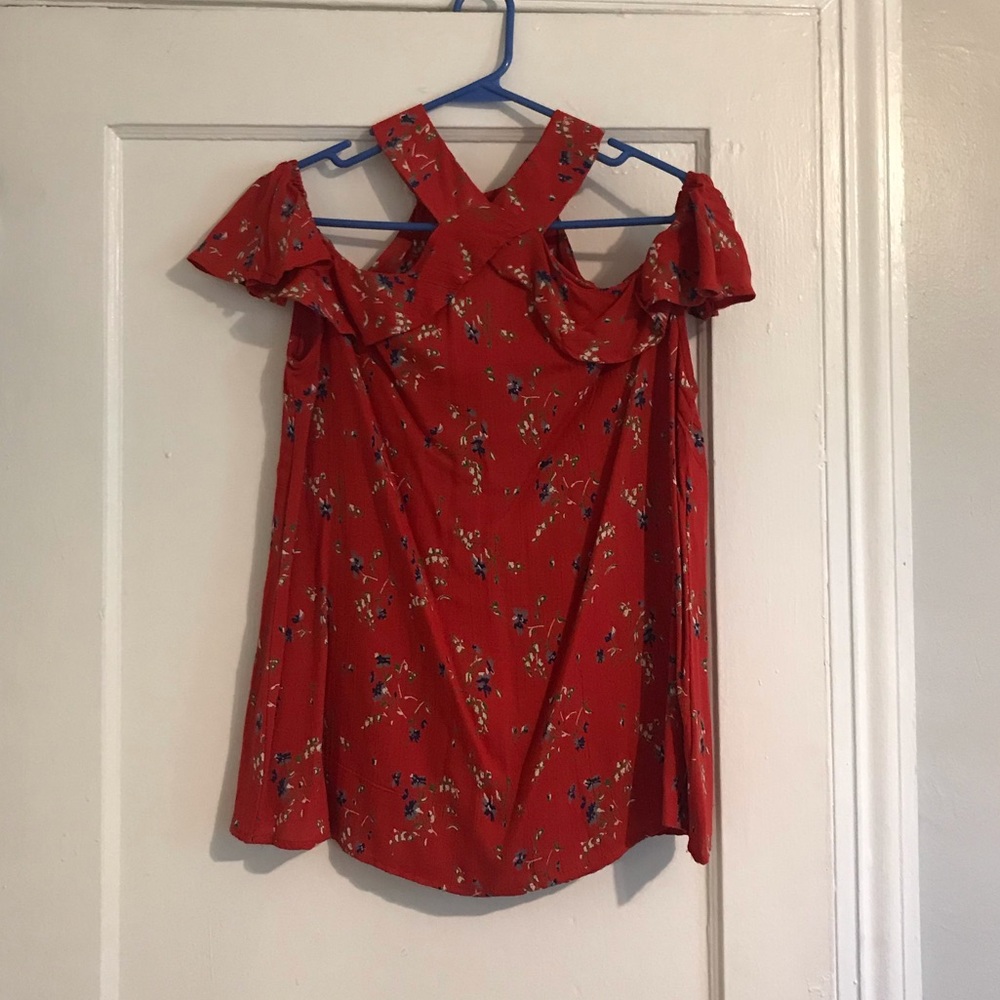 Floral cold shoulder top